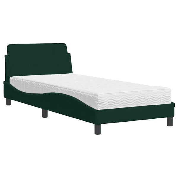 vidaXL Lit avec matelas "Dover" Vert foncé 90x190 cm Velours