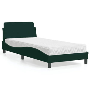vidaXL Lit avec matelas "Dover" Vert foncé 90x190 cm Velours