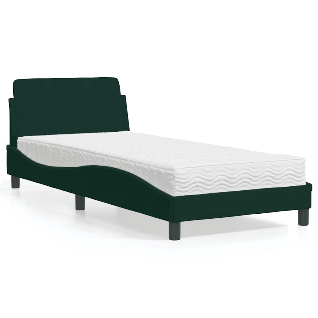 vidaXL Lit avec matelas "Dover" Vert foncé 90x190 cm Velours