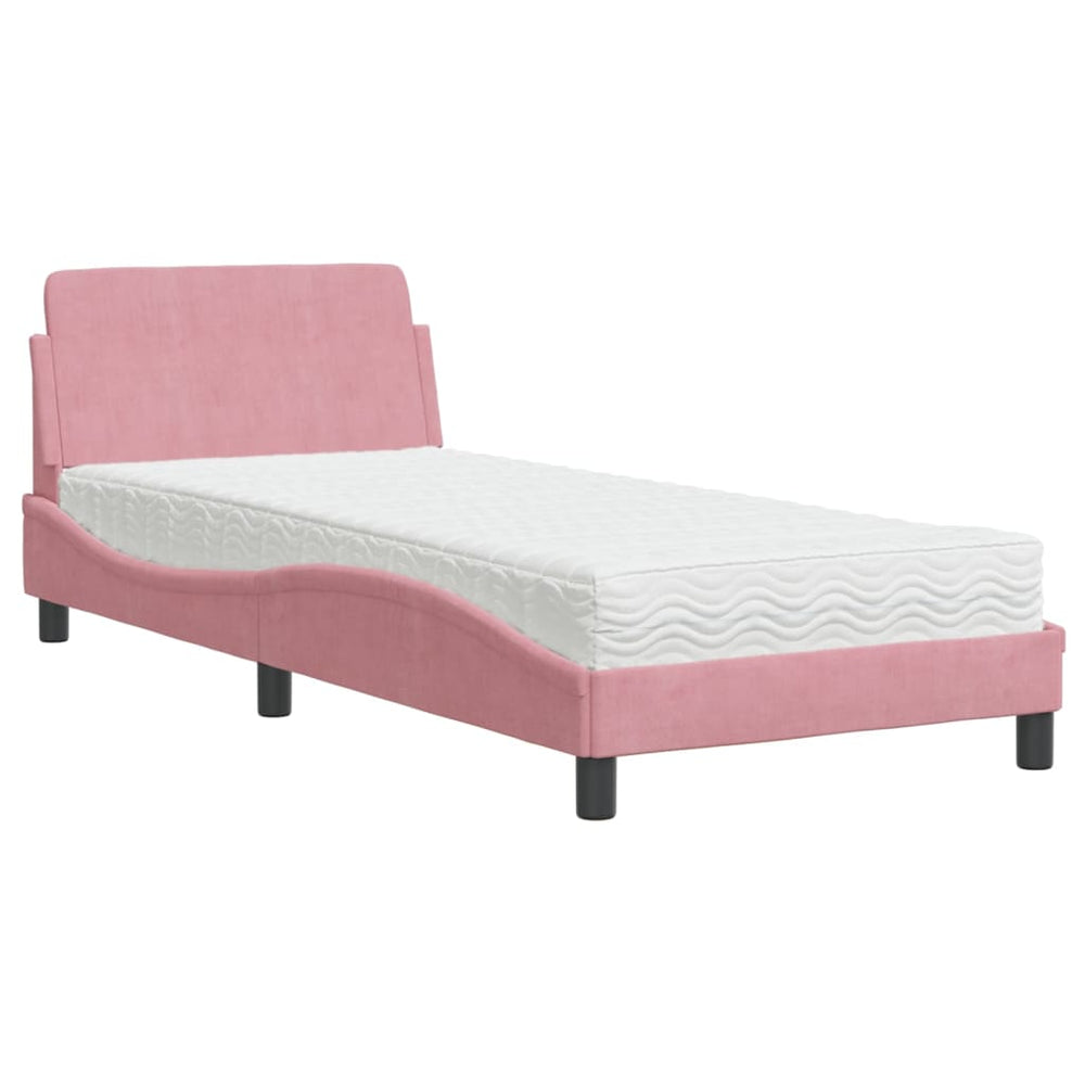 vidaXL Lit avec matelas « Dover » rose 90x190 cm velours
