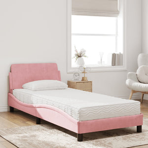 vidaXL Lit avec matelas « Dover » rose 90x190 cm velours
