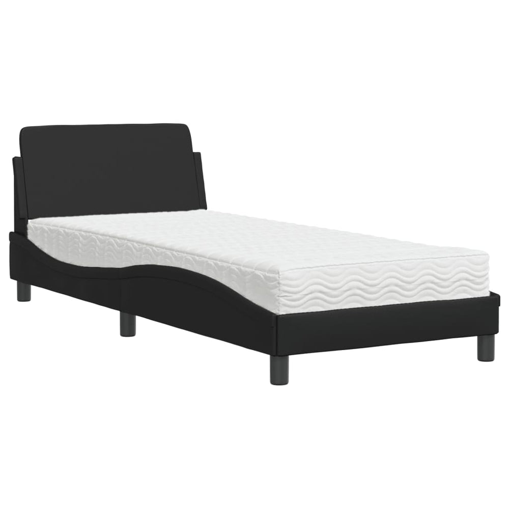 vidaXL Lit avec matelas "Dover" Noir 90x190 cm Similicuir