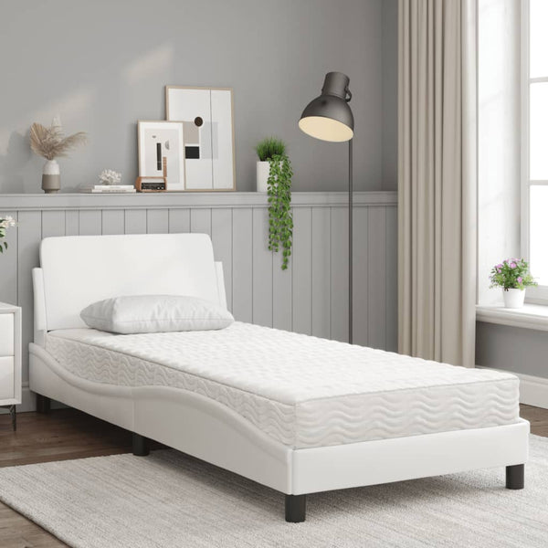 vidaXL Lit avec matelas « Dover » Blanc 90x190 cm Similicuir