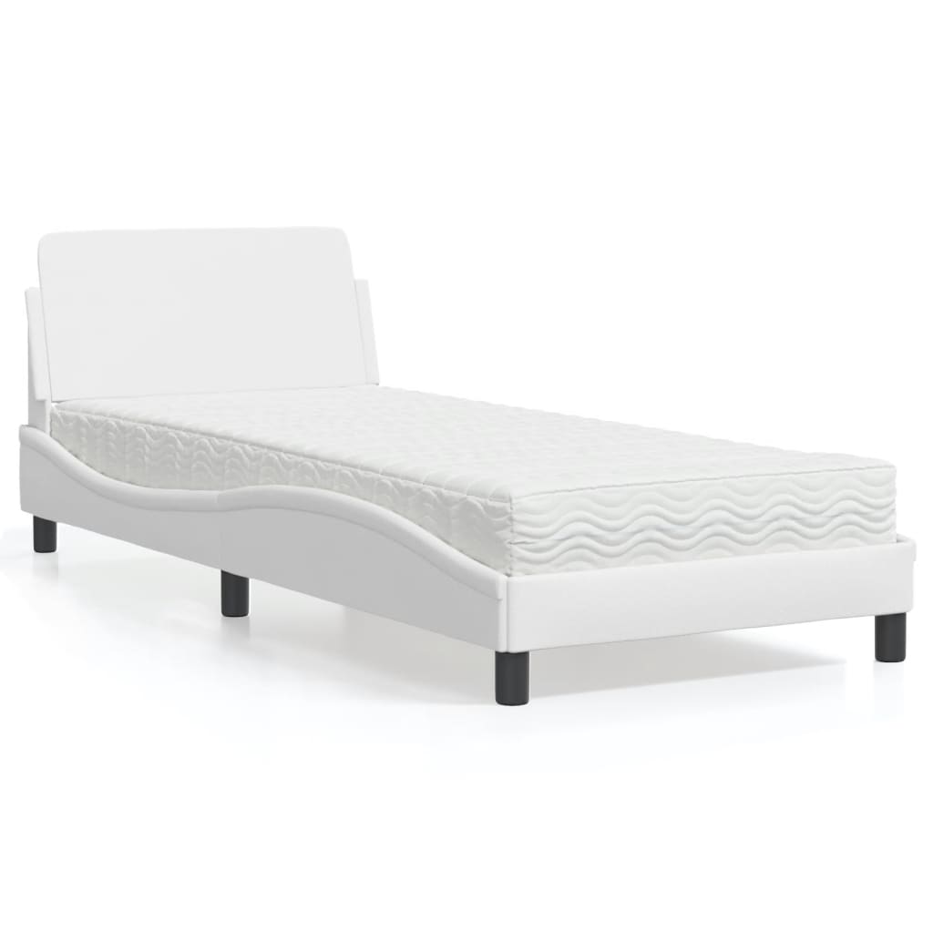 vidaXL Lit avec matelas « Dover » Blanc 90x190 cm Similicuir