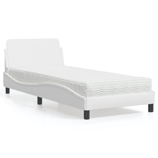 vidaXL Lit avec matelas « Dover » Blanc 90x190 cm Similicuir