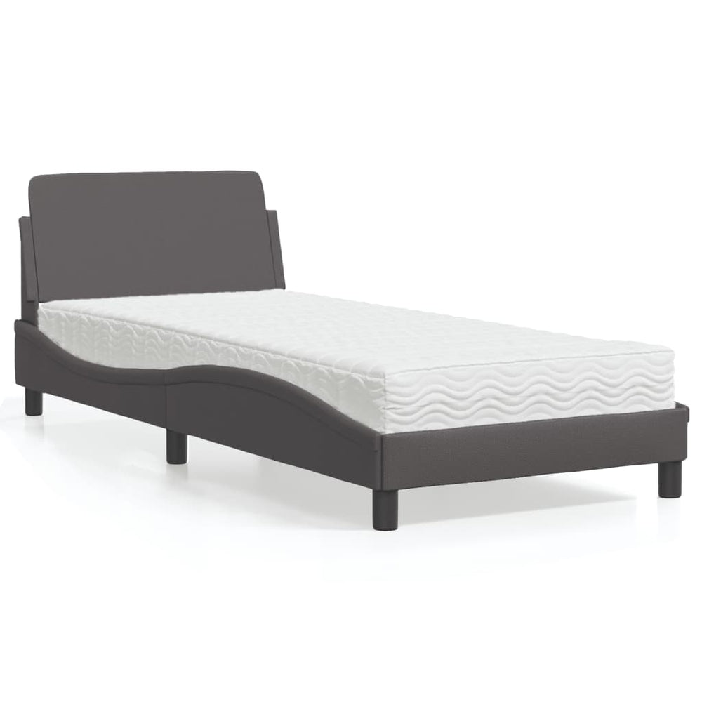 Bett mit Matratze Grau 90x190 cm