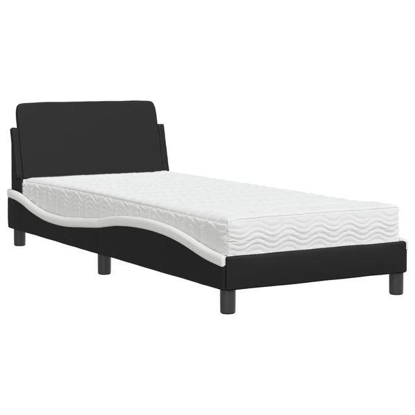 Bett mit Matratze Dover Schwarz/Weiß 90x190 cm