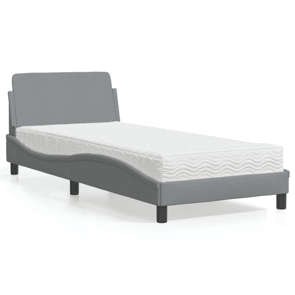 vidaXL Lit avec matelas "Dover" Gris clair 90x200 cm Tissu