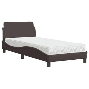 vidaXL Lit avec matelas « Dover » Marron foncé 90x200 cm Tissu