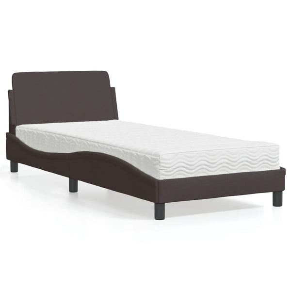 vidaXL Lit avec matelas « Dover » Marron foncé 90x200 cm Tissu
