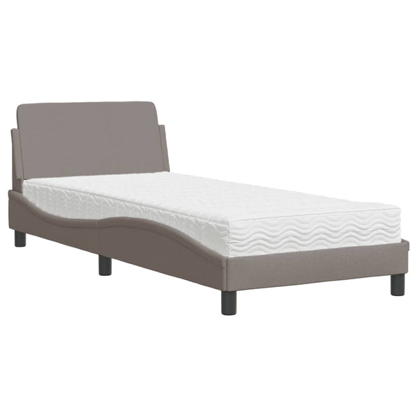 vidaXL Lit avec matelas "Dover" Taupe 90x200 cm Tissu