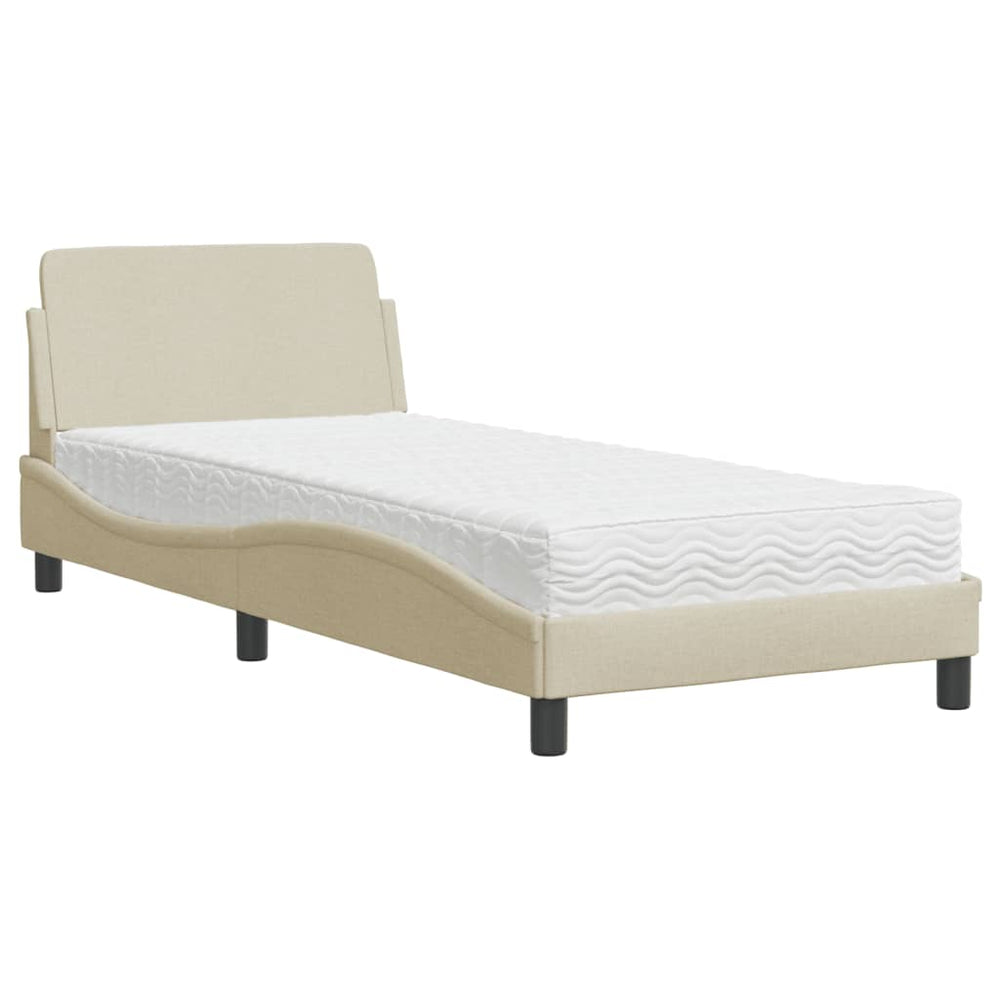 vidaXL Lit avec matelas "Dover" crème 90x200 cm en tissu