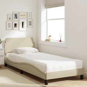 vidaXL Lit avec matelas "Dover" crème 90x200 cm en tissu