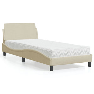 vidaXL Lit avec matelas "Dover" crème 90x200 cm en tissu