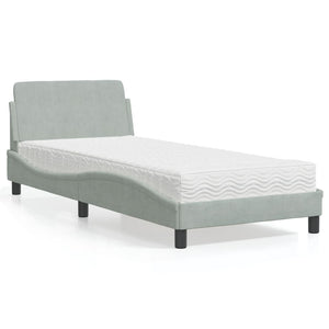 vidaXL Lit avec matelas "Dover" Gris clair 90x200 cm Velours