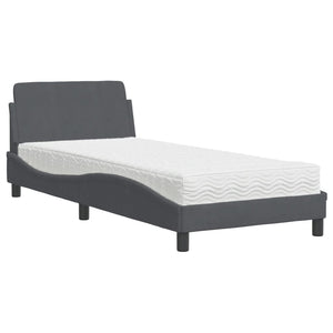 vidaXL Lit avec matelas "Dover" Gris foncé 90x200 cm Velours