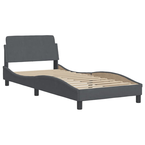 vidaXL Lit avec matelas "Dover" Gris foncé 90x200 cm Velours