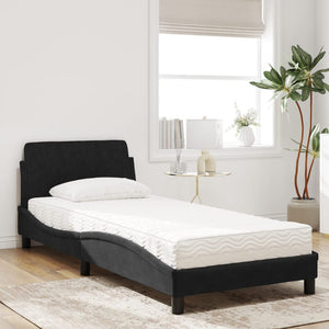 vidaXL Lit avec matelas « Dover » Noir 90x200 cm Velours