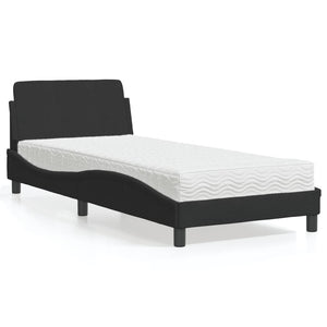 vidaXL Lit avec matelas « Dover » Noir 90x200 cm Velours