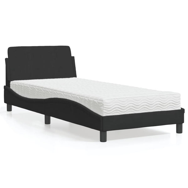 vidaXL Lit avec matelas « Dover » Noir 90x200 cm Velours