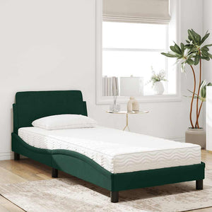 vidaXL Lit avec matelas "Dover" vert foncé 90x200 cm velours