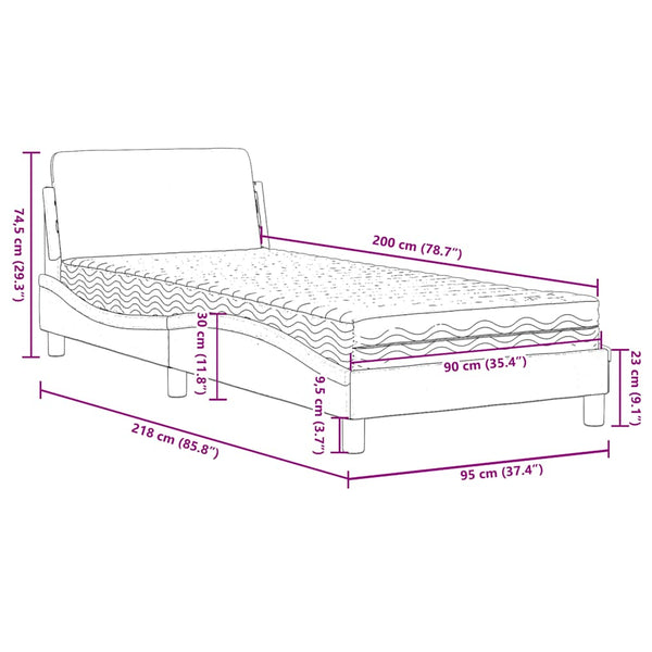 vidaXL Lit avec matelas "Dover" vert foncé 90x200 cm velours