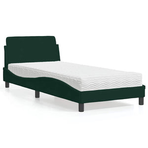 vidaXL Lit avec matelas "Dover" vert foncé 90x200 cm velours