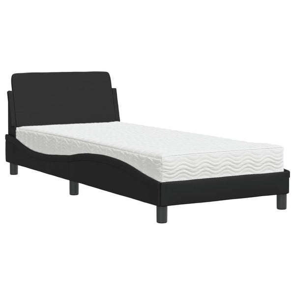 vidaXL Lit avec matelas « Dover » Similicuir noir 90x200 cm