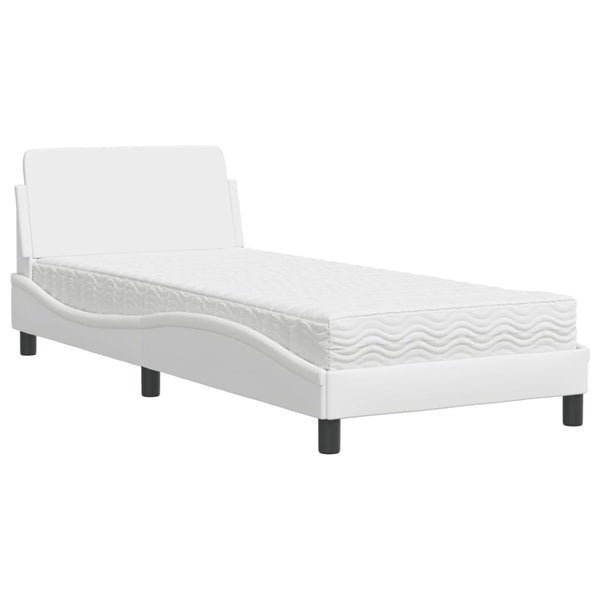 vidaXL Lit avec matelas "Dover" Blanc 90x200 cm Similicuir