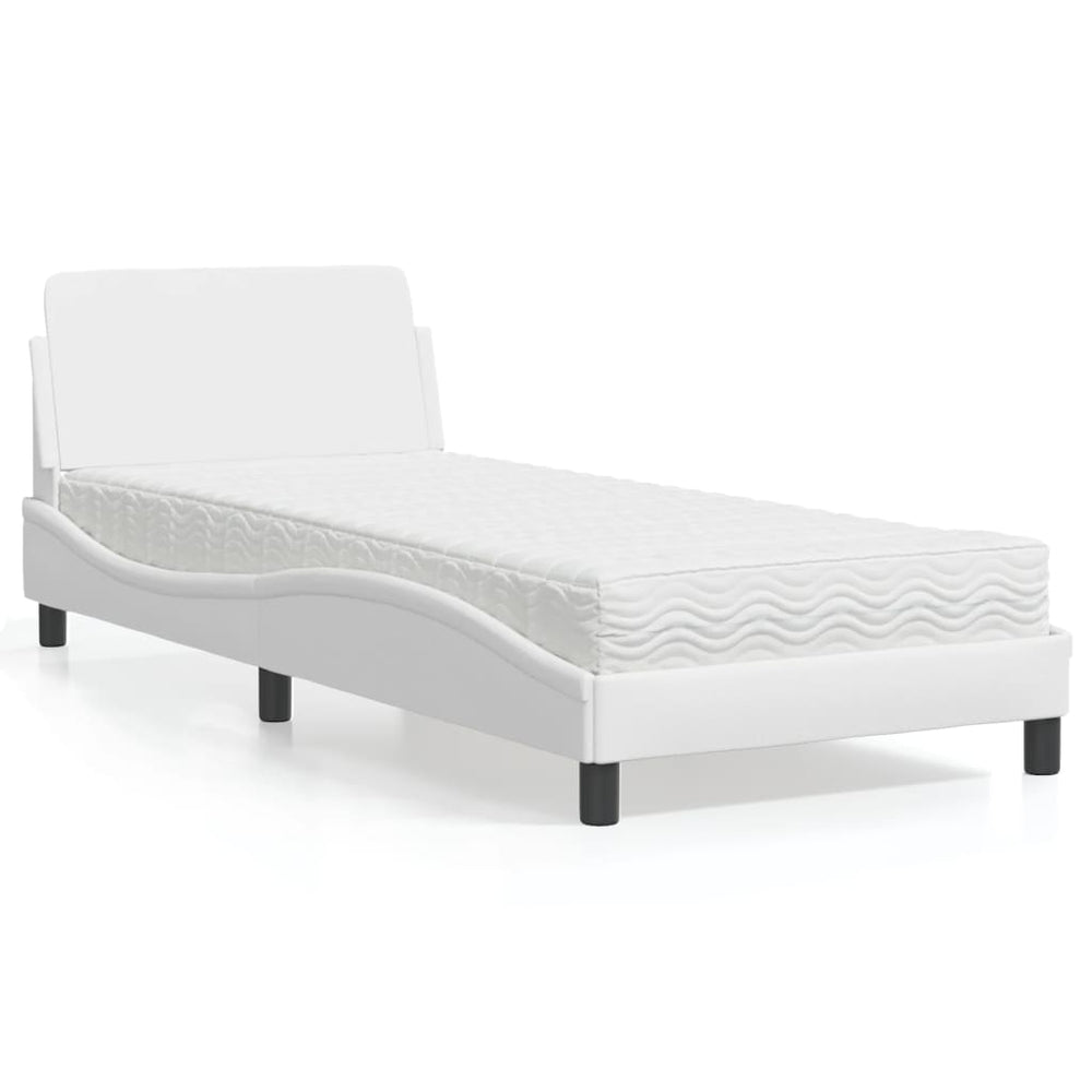 vidaXL Lit avec matelas "Dover" Blanc 90x200 cm Similicuir