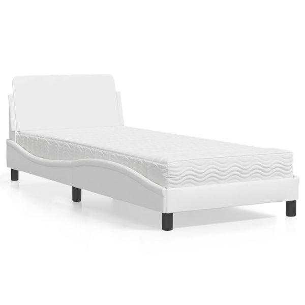 vidaXL Lit avec matelas "Dover" Blanc 90x200 cm Similicuir