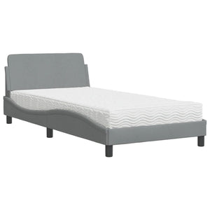 Bett mit Matratze Hellgrau 100x200 cm