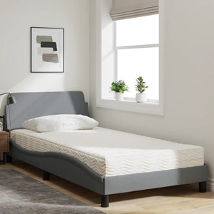 Bett mit Matratze Hellgrau 100x200 cm