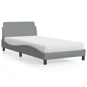 Bett mit Matratze Hellgrau 100x200 cm