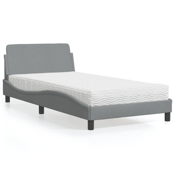 Bett mit Matratze Hellgrau 100x200 cm
