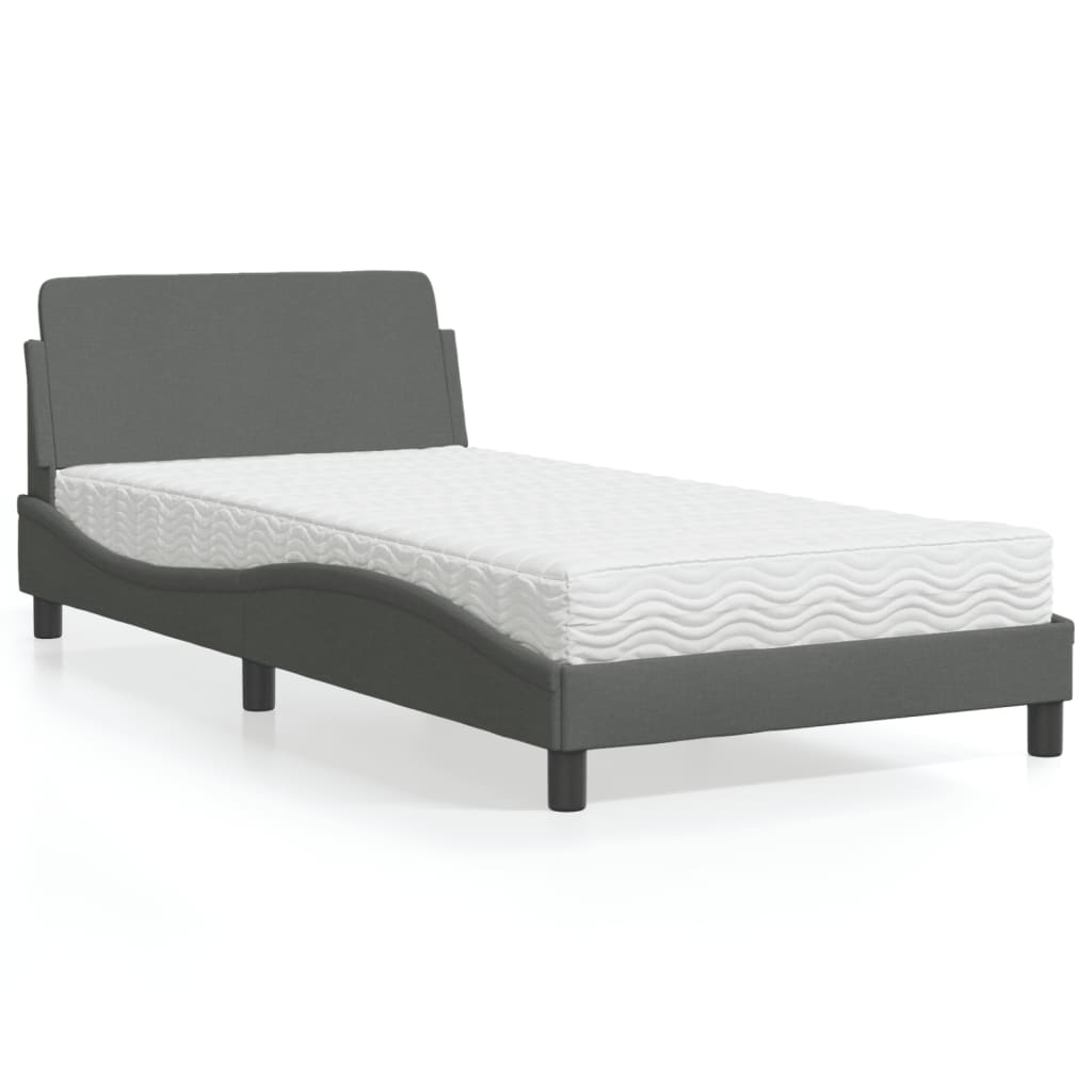 Bett mit Matratze Dover Dunkelgrau 100x200 cm