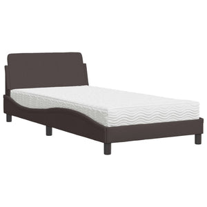 Bett mit Matratze Dunkelbraun 100x200 cm