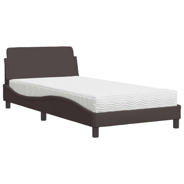 Bett mit Matratze Dunkelbraun 100x200 cm
