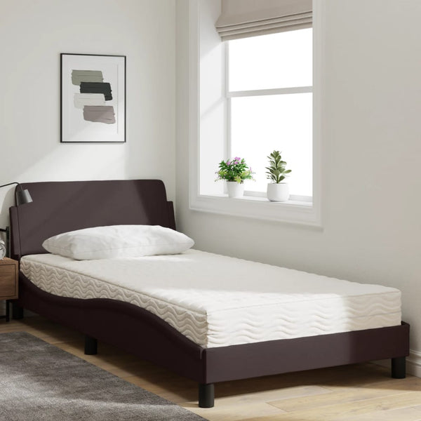 Bett mit Matratze Dunkelbraun 100x200 cm