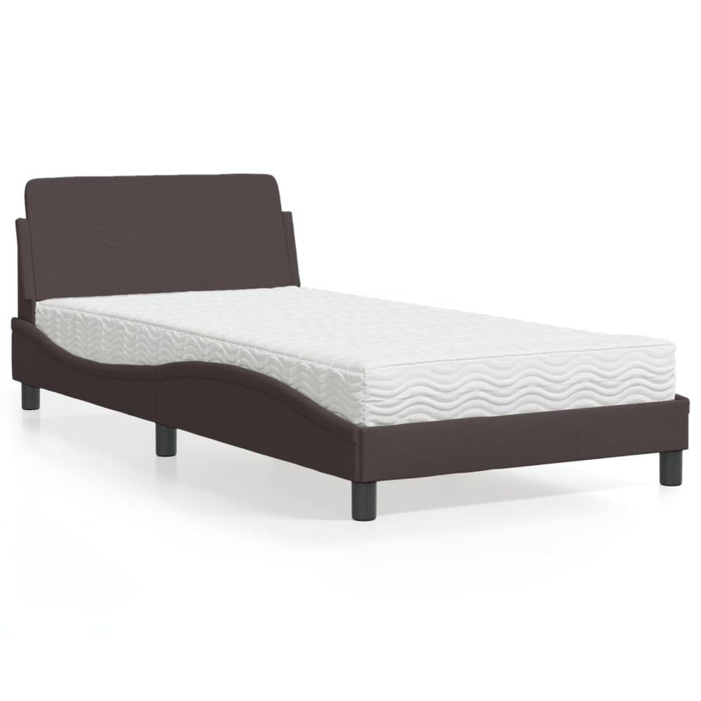 Bett mit Matratze Dunkelbraun 100x200 cm