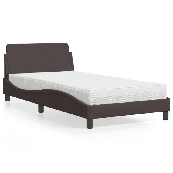 Bett mit Matratze Dunkelbraun 100x200 cm