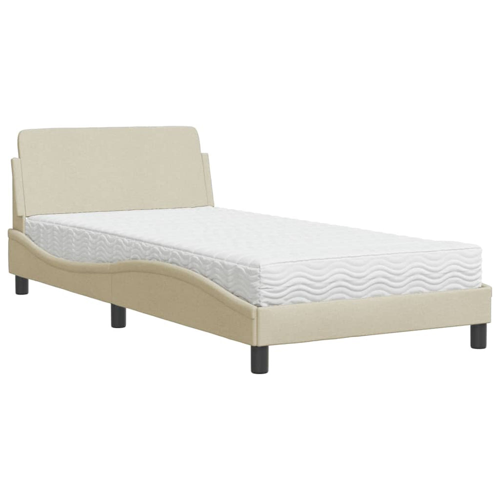 Bett mit Matratze Creme 100x200 cm