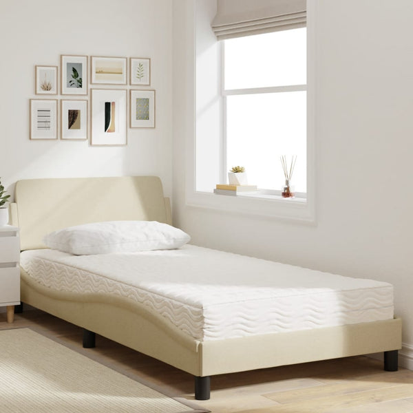 Bett mit Matratze Creme 100x200 cm