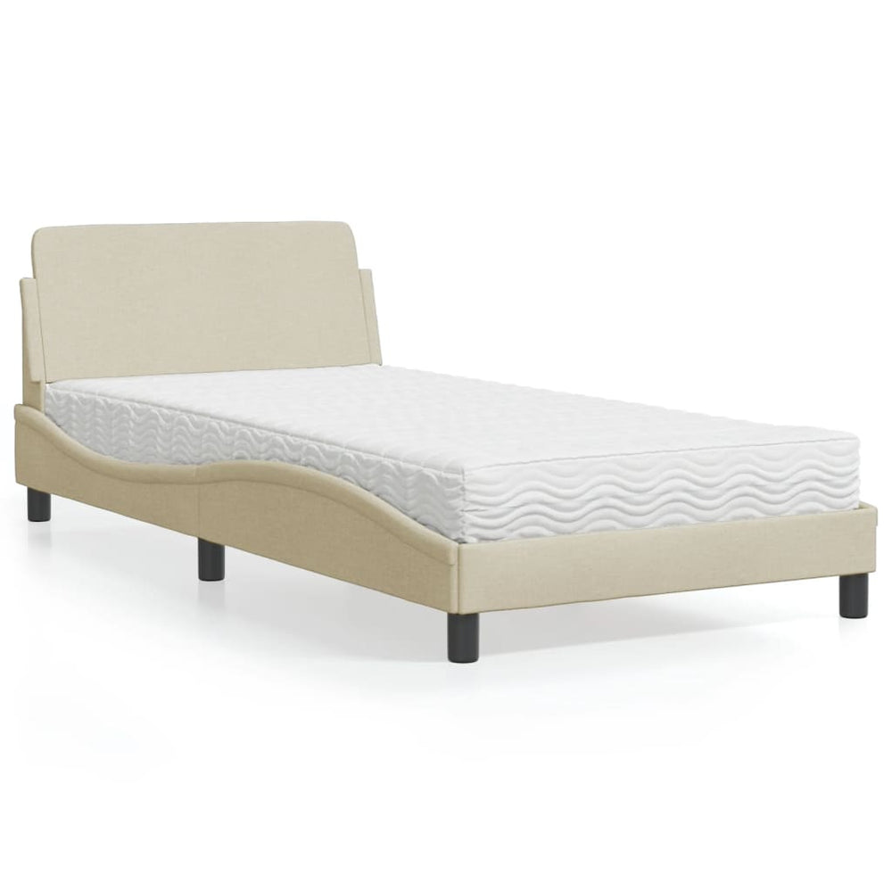 Bett mit Matratze Creme 100x200 cm