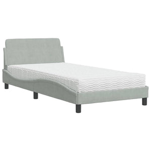 Bett mit Matratze Dover Hellgrau Samt 100x200 cm
