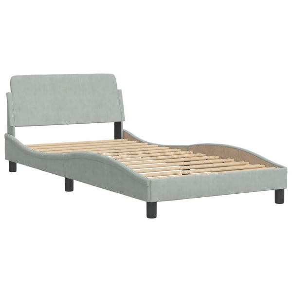 Bett mit Matratze Dover Hellgrau Samt 100x200 cm
