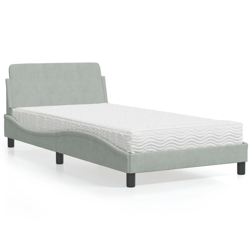 Bett mit Matratze Dover Hellgrau Samt 100x200 cm