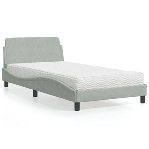 Bett mit Matratze Dover Hellgrau Samt 100x200 cm