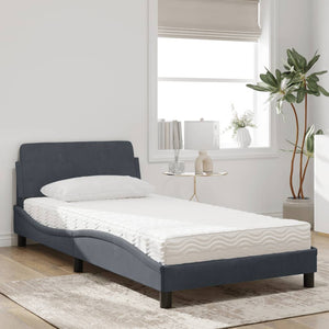 Bett mit Matratze Dover Dunkelgrau 100x200 cm
