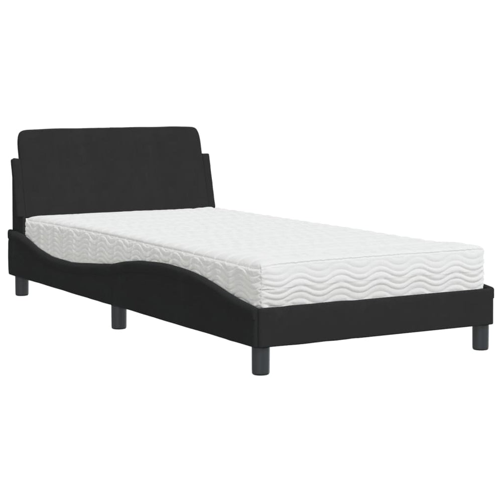 Bett mit Matratze Dover Schwarz 100x200 cm Samt